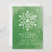 Moderne Waterverf Snowflake Green Kerstparty Kaart (Voorkant)