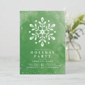 Moderne Waterverf Snowflake Green Kerstparty Kaart (Staand voorkant)