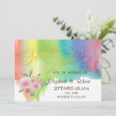 Moderne Waterverf Spatbloem Bewaar de Datum Save The Date (Staand voorkant)