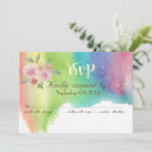 Moderne Waterverf Spatwater Bloem RSVP Kaart (Staand voorkant)