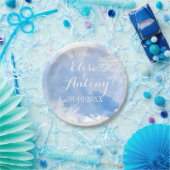 Moderne waterverf spetst blauwe koraalrif bruiloft papieren bordje (Feest)