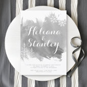 Moderne waterverf spetst grijze winterbruiloft kaart