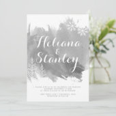 Moderne waterverf spettering grijze winterhuwelijk kaart (Staand voorkant)