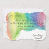 Moderne Waterverf Splash Flowers Bridesmaid Kaart (Achterkant)