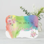 Moderne Waterverf Splash Flowers Bridesmaid Kaart (Staand voorkant)