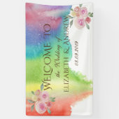 Moderne Waterverf Splash Flowers Wedding Banner (Verticaal)