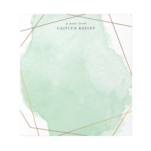 Moderne Waterverf Splash Gold en Groen op maat Notitieblok (Voorkant)