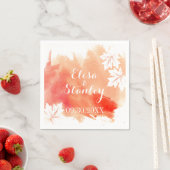 Moderne waterverf splash koraal perzik bruiloft servet (Insitu)