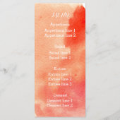 Moderne waterverf splash koraalrif bruiloft menu (Achterkant)