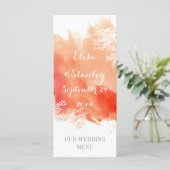 Moderne waterverf splash koraalrif bruiloft menu (Staand voorkant)