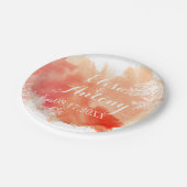 Moderne waterverf splash koraalrif bruiloft papieren bordje (Gekanteld)