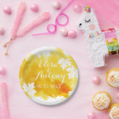 Moderne waterverf splash yellow bruiloft papieren bordje (Feest)