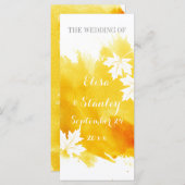 Moderne waterverf splash yellow trouwprogramma programmakaart (Voorkant / Achterkant)