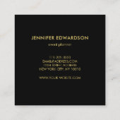 Moderne waterverf splatter professioneel zwart gou vierkante visitekaartje (Achterkant)