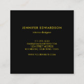 Moderne waterverf splatter zwart goud professional vierkante visitekaartje (Achterkant)