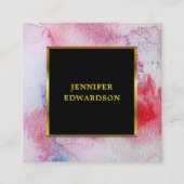 Moderne waterverf splatter zwart goud professional vierkante visitekaartje (Voorkant)