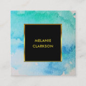 Moderne waterverf splatter zwart goud professional vierkante visitekaartje (Voorkant)