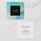 Moderne waterverf splatter zwart goud professional vierkante visitekaartje (Voorkant / Achterkant)