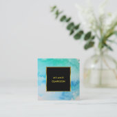 Moderne waterverf splatter zwart goud professional vierkante visitekaartje (Staand voorkant)