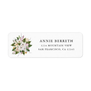Moderne Waterverf Spring Bouquet Pastel Tulip roze Etiket