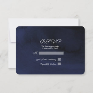 Moderne waterverf stemmige marineblauwe RSVP-react RSVP Kaartje