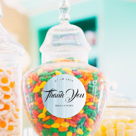 Moderne waterverf strand bruiloft dank u ronde sticker