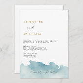 Moderne Waterverf Strand Bruiloft Uitnodiging (Voorkant / Achterkant)