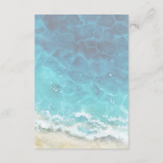 Moderne Waterverf Strand & Zee Details Bruiloft Informatiekaartje (Achterkant)