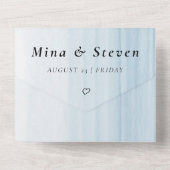 Moderne waterverf strandbruiloft all in one uitnodiging (Achterkant)