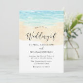 Moderne Waterverf strandbruiloft met waterzand en Kaart (Staand voorkant)