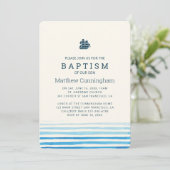 Moderne Waterverf Stripes Baptism Kaart (Staand voorkant)