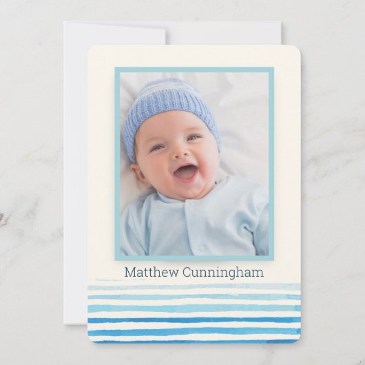 Moderne Waterverf Stripes Baptism Kaart (Achterkant)