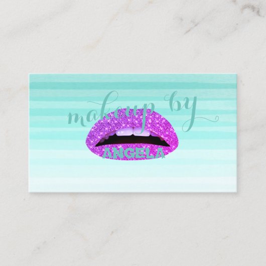 Moderne Waterverf Stripes, Lips-Makeup artiest Visitekaartje (Voorkant)