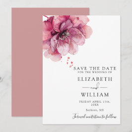 Moderne Waterverf Stusty Roos Floral Wedding Save The Date