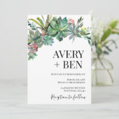 Moderne Waterverf Succulent Groen Bruiloft Kaart (Staand voorkant)