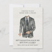 Moderne Waterverf Suit Groomsman-voorstel Verzoek Kaart (Voorkant)