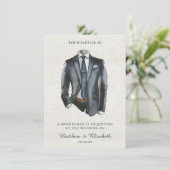 Moderne Waterverf Suit Groomsman-voorstel Verzoek Kaart (Staand voorkant)