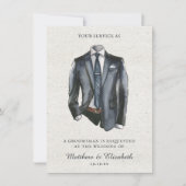 Moderne Waterverf Suit Groomsman-voorstel Verzoek Kaart (Voorkant)