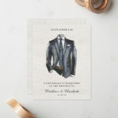 Moderne Waterverf Suit Groomsman-voorstel Verzoek Notitiekaartje (Voorkant / Achterkant in situ)