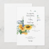 Moderne Waterverf Sunflower Bouquet Wedding Kaart (Voorkant / Achterkant)