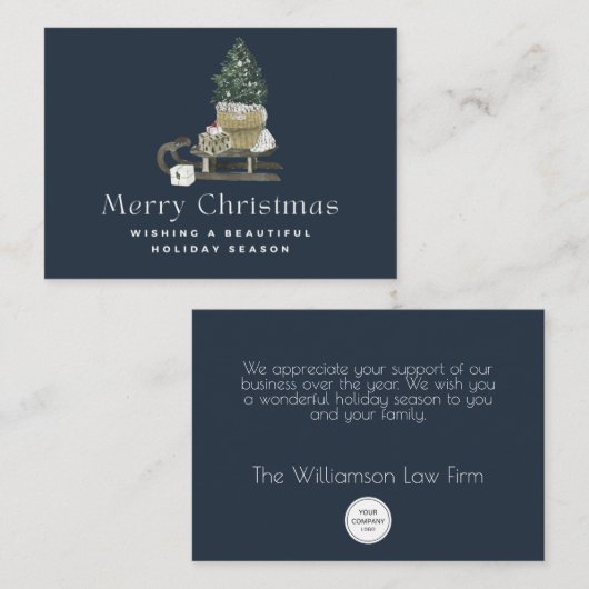 Moderne waterverf, superieure kerstboomstructuur notitiekaartje (Voorkant / Achterkant)