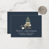 Moderne waterverf, superieure kerstboomstructuur notitiekaartje (Voorkant / Achterkant in situ)