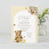 Moderne Waterverf Sweet Bee Baby shower Kaart (Staand voorkant)