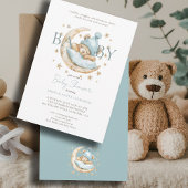 Moderne Waterverf teddybeer blauw Baby shower Kaart