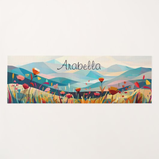 Moderne Waterverf tekenmeditatie Yogamat (Voorkant (horizontaal))