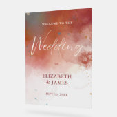 Moderne Waterverf Terracotta Boho bruiloft welkom Acryl Bord (Hoek)