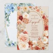 Moderne waterverf terracotta bordeauxrood bloesem kaart (Voorkant / Achterkant)