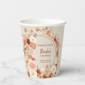 Moderne waterverf terracotta bordeauxrood bloesem papieren bekers (Achterkant)