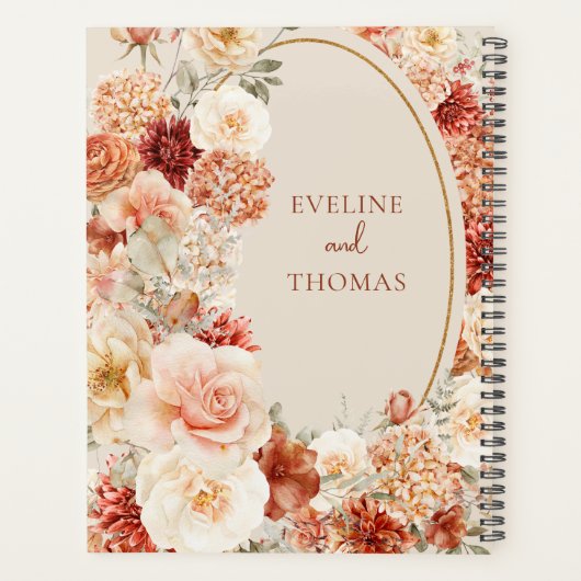 Moderne waterverf terracotta bordeauxrood bloesem planner (Achterkant)