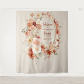 Moderne waterverf terracotta bordeauxrood bloesem wandkleed (Voorkant)